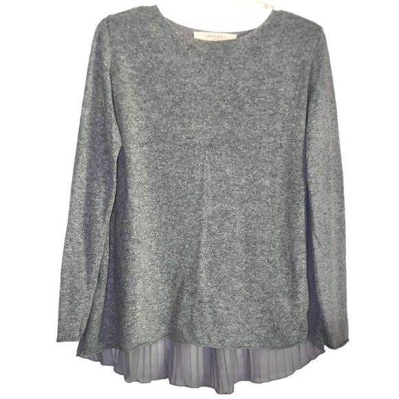 Zara Long Sleeve Sweater with Chiffon Pleated Back in Grey Women’s M - Picture 1 of 6